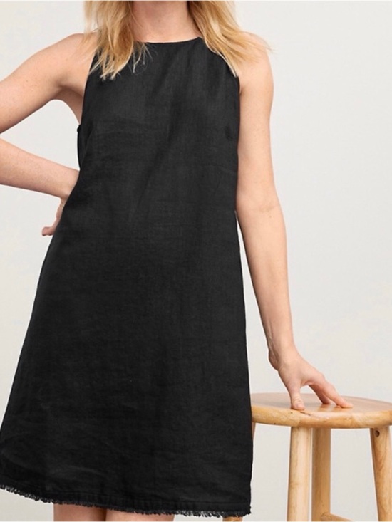 Garnet Hill Dresses & Skirts - Garnet Hill | NWT Linen Black Fringe Hem Dress, size 10